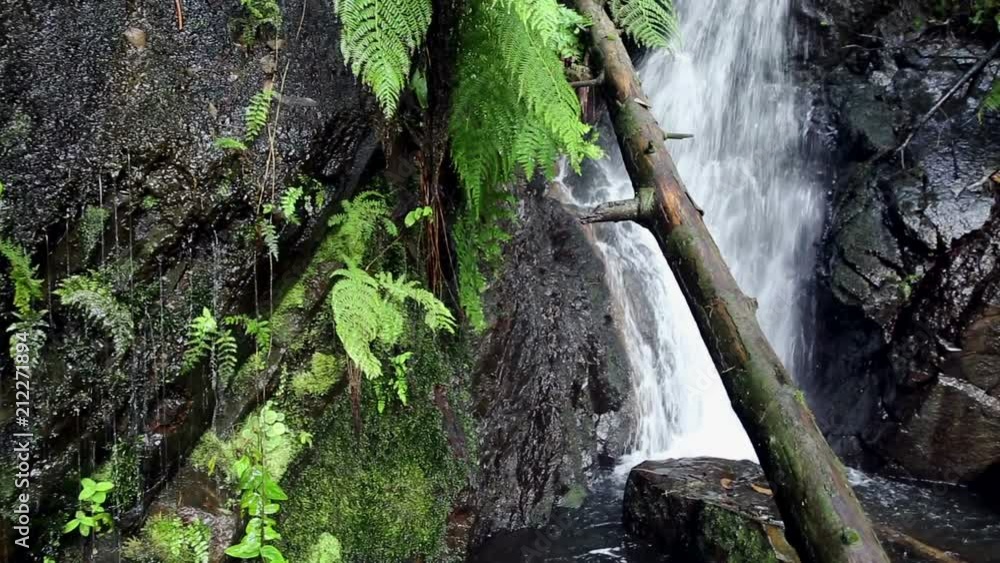 small Waterfall at PR1-LSA walking trail next to the castle, Lousã, Portugal