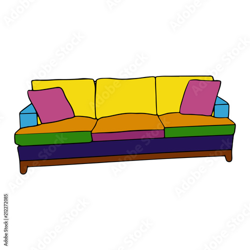 Chair Sofa cartoon illustration isolated on white background for children color book