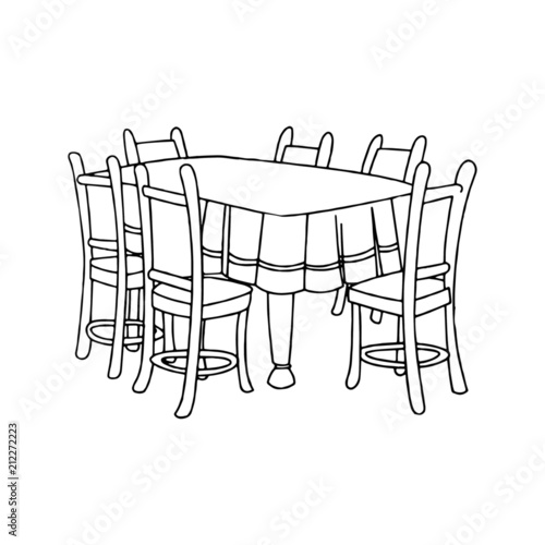 Table cartoon illustration isolated on white background for children color book