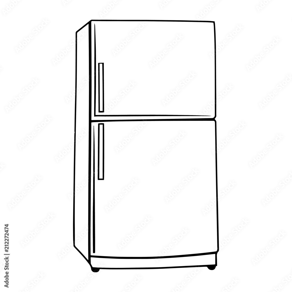 Refrigerator cartoon illustration isolated on white background for children  color book Stock Vector | Adobe Stock