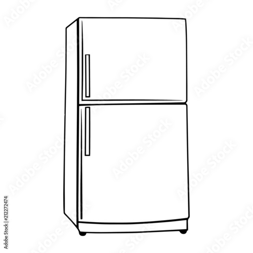 Refrigerator cartoon illustration isolated on white background for children color book