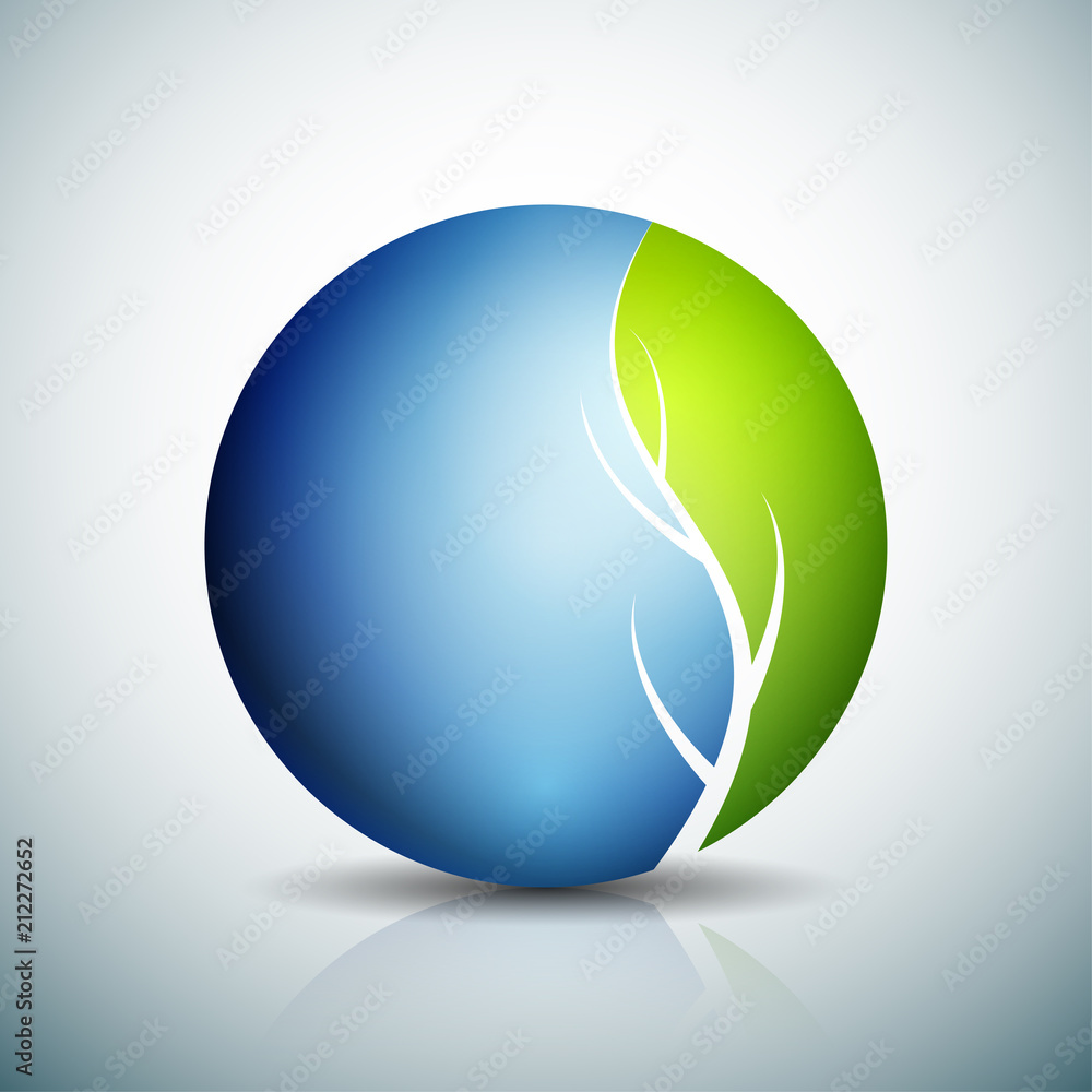 Blue Green Plant Sphere Illustration