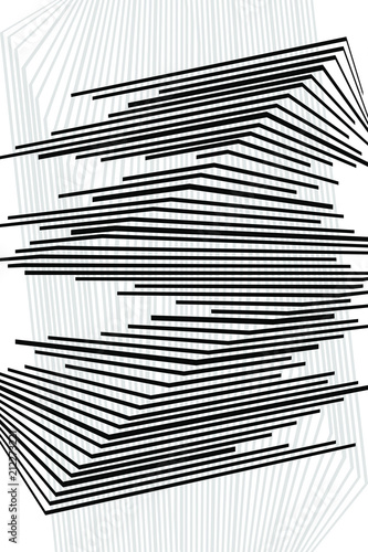 Abstract Black and White Geometric Pattern with Stripes. Optical Psychedelic Illusion. Wicker Structural Texture. Vector Illustration