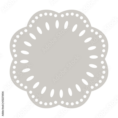 Paper doily cake round napkin vector. Decorative plate template. photo