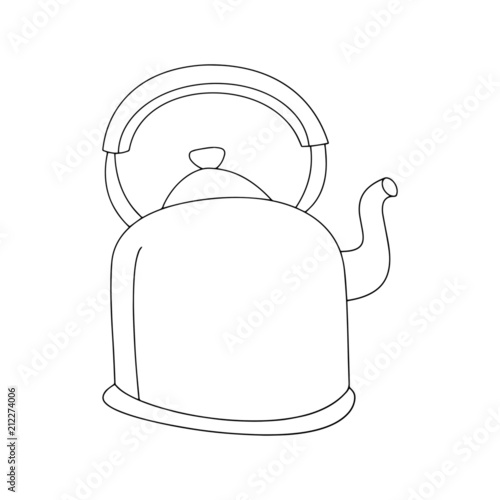 Teapot cartoon illustration isolated on white background for children color book