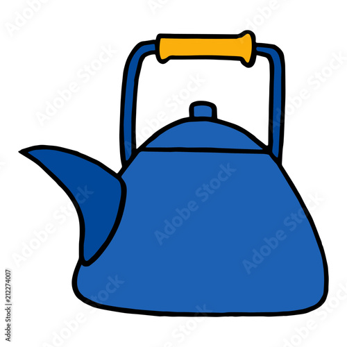 Teapot cartoon illustration isolated on white background for children color book