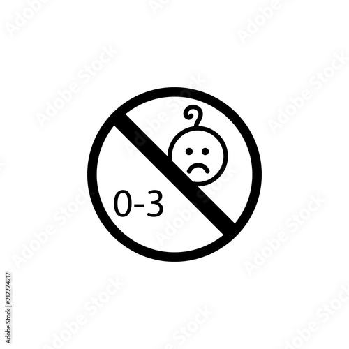 The icon of ban, prohibition, forbiddance Not suitable for children under 3 years. Simple flat icon illustration, vector of Not suitable for children under 3 years for a website or mobile application