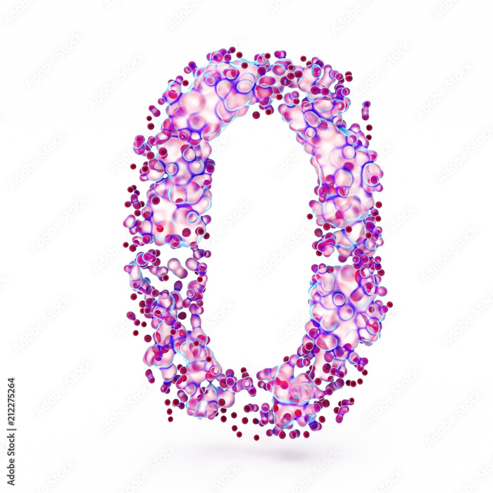 3D Number 0 with abstract biological texture 3D Number 0 with abstract biological texture