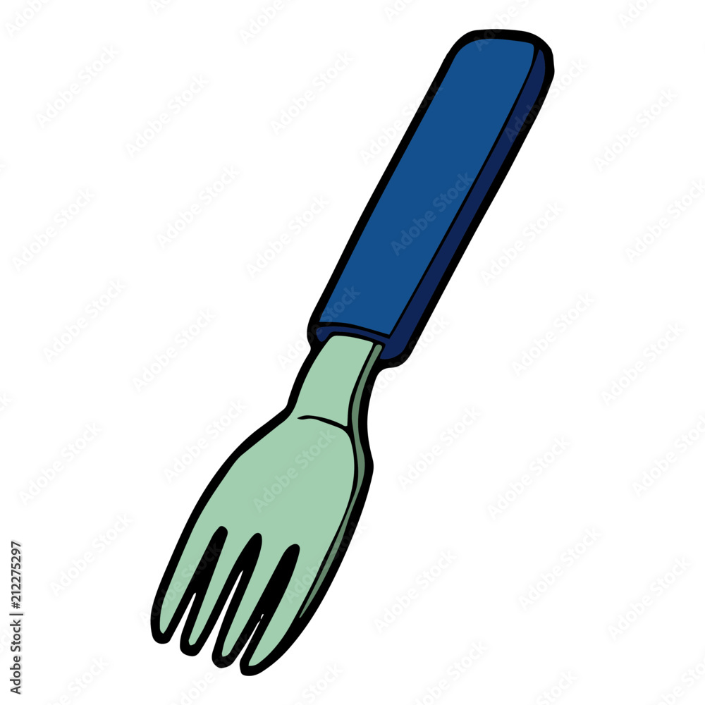 Fork cartoon illustration isolated on white background for children color  book Stock Vector | Adobe Stock