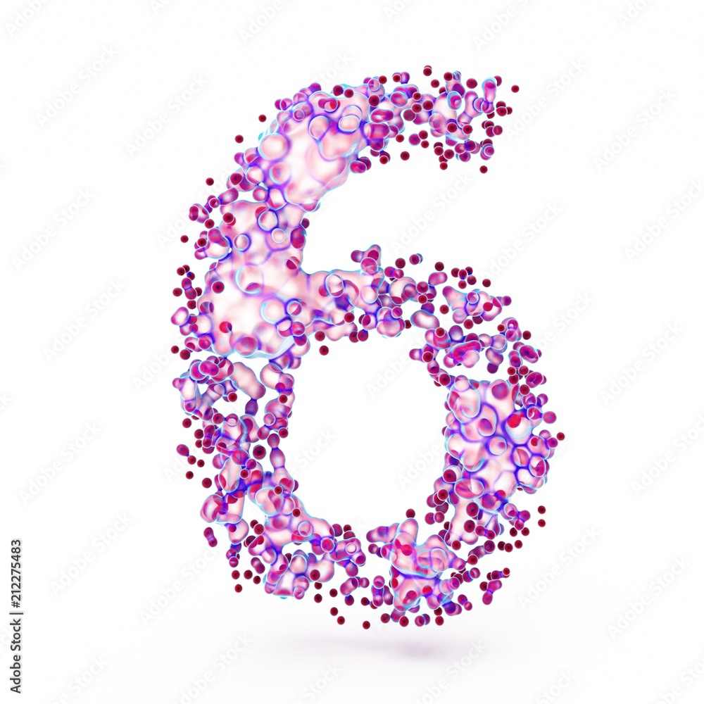 3D Number 6 with abstract biological texture 3D Number 6 with abstract biological texture