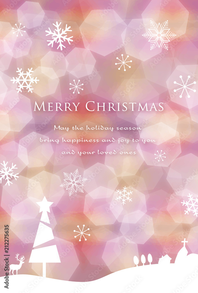 モダンな雰囲気のクリスマスカード ピンク ホワイト ポストカードサイズ Stock Vector Adobe Stock