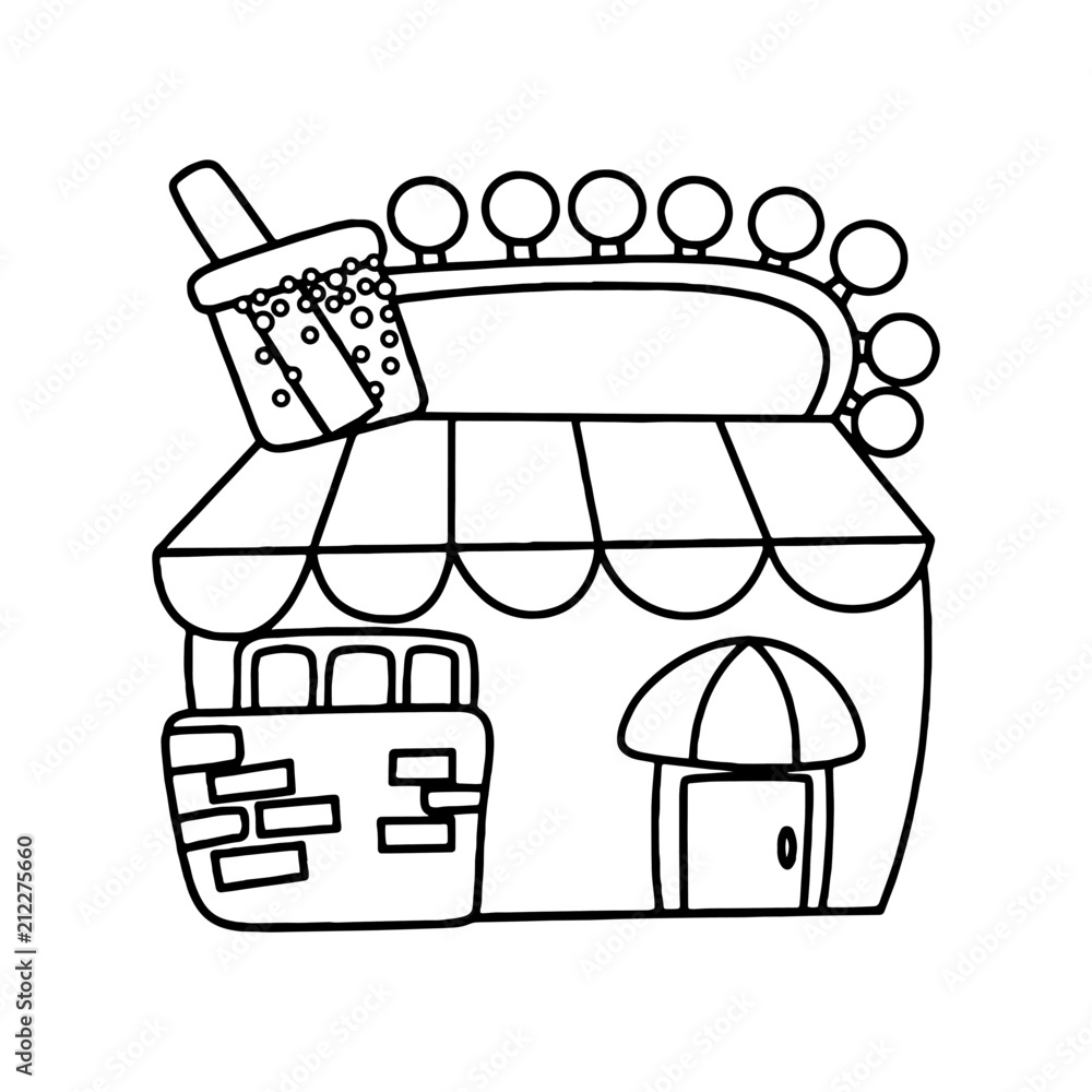 Soft drink shop cartoon illustration isolated on white background for