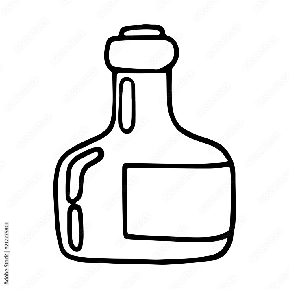 Glass bottle cartoon illustration isolated on white background for