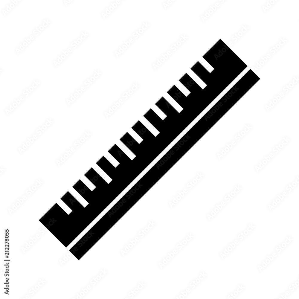 Simple, flat ruler icon. Black silhouette. isolated on white