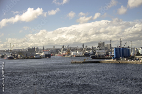 Aberdeen, Scotland / United Kingdom - April 17th 2018: Harbour and the city landscape © iweta0077