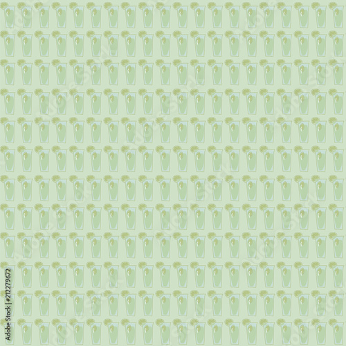 drink mojito mint green light seamless pattern of glasses with lime vector background