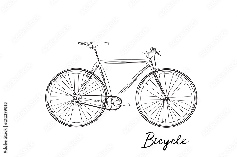 Fototapeta szkic akwarela roweru. ręcznie rysowane rower miejski
