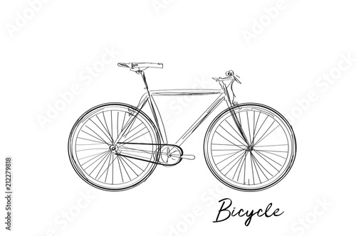 Fototapeta szkic akwarela roweru. ręcznie rysowane rower miejski