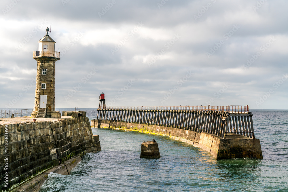 Whitby pier and lighthouse 