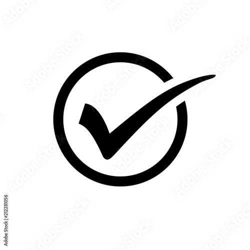 Check mark or tick sign in box. Easily editable, colorable EPS 8 vector icon isolated on transparent background, No. 4 variant.
