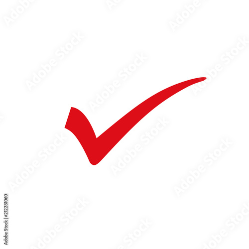 Red check mark or tick sign. Easily editable, colorable EPS 8 vector icon isolated on transparent background, No. 4 variant. photo