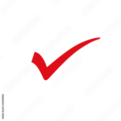 Red check mark or tick sign. Easily editable, colorable EPS 8 vector icon isolated on transparent background, No. 4 variant.