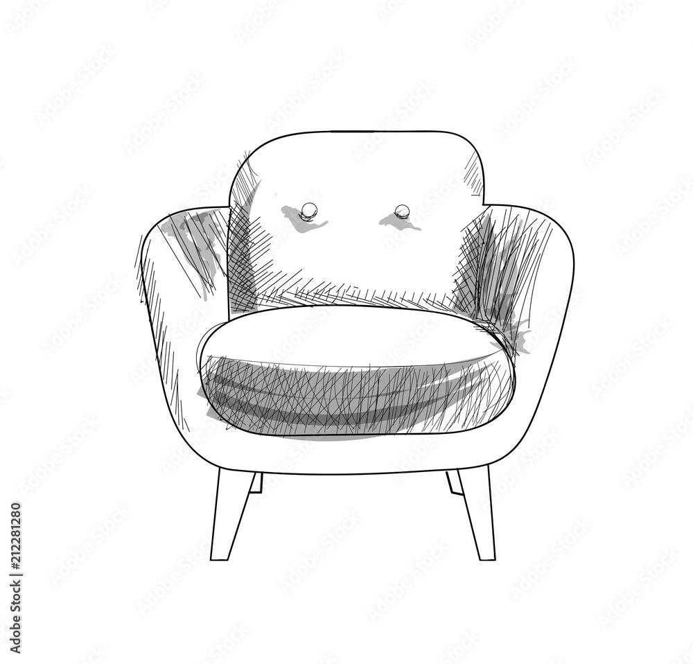 Premium Vector  Armchair coffee table hand drawn vector illustration of a  sketch style