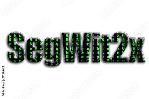 SegWit2x. The inscription has a texture of the photography, which depicts the green glitch symbols photo