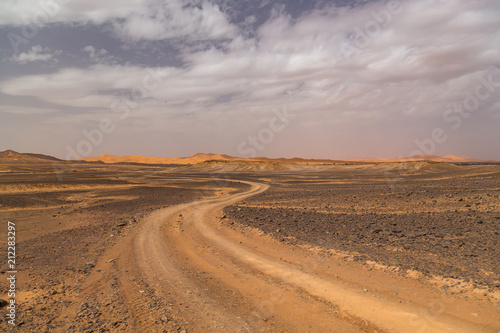 Empty road in the sahara desert