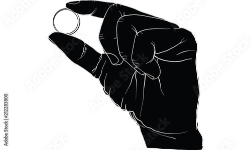 hand holding gold coins vector