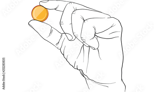 hand holding gold coins vector