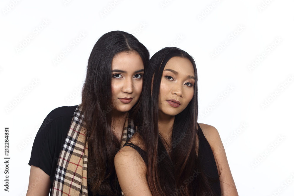 Concept of Best Friends Multi Race Ethnic or Close younger older sisters Concept of Best Friends Multi Race Ethnic or Close younger older sisters