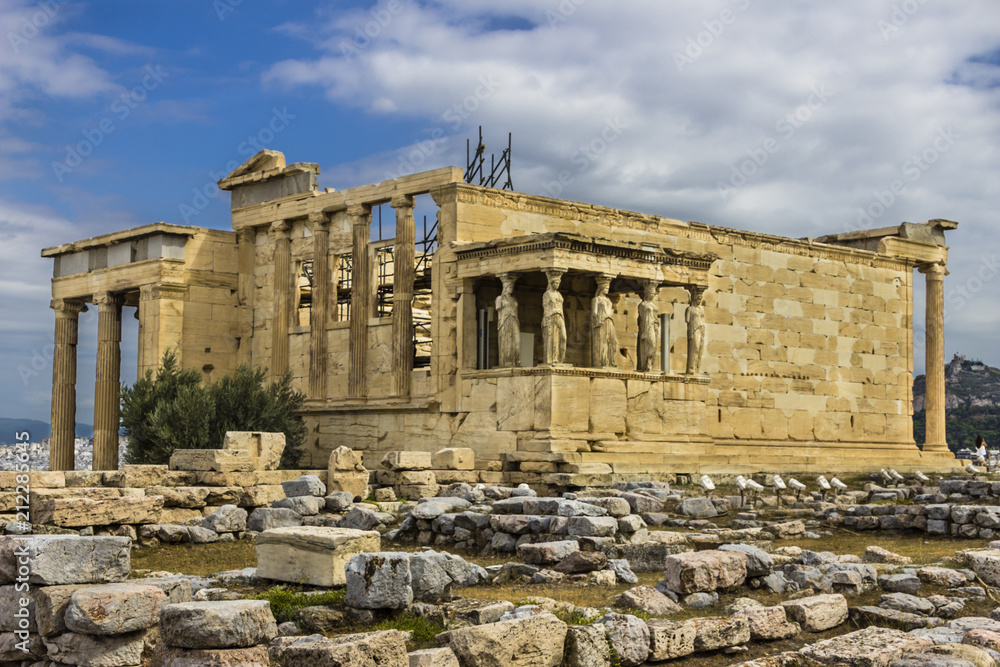 The famous Caryatids inside the Erecteion, Acropolis, Greece