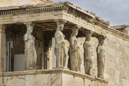 The famous Caryatids inside the Erecteion, Acropolis, Greece