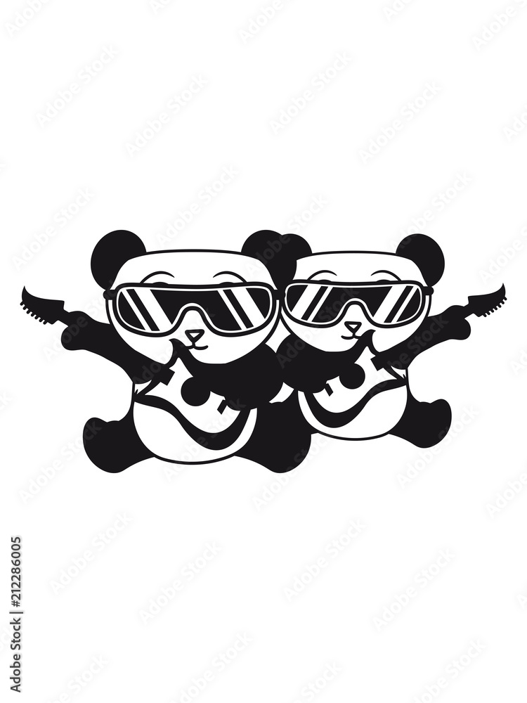 2 duo paar freunde band gitarre elektro cool sonnenbrille konzert musik party feiern sitzend klein dick gesicht panda süß niedlich bär china asien schwarz weiß comic cartoon 2 duo paar freunde band gitarre elektro cool sonnenbrille konzert musik party feiern sitzend klein dick gesicht panda süß niedlich bär china asien schwarz weiß comic cartoon
