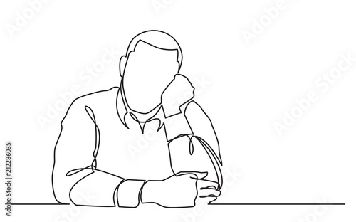 continuous line drawing of dreaming man on white background