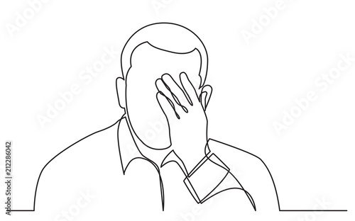 continuous line drawing of man in deep depression