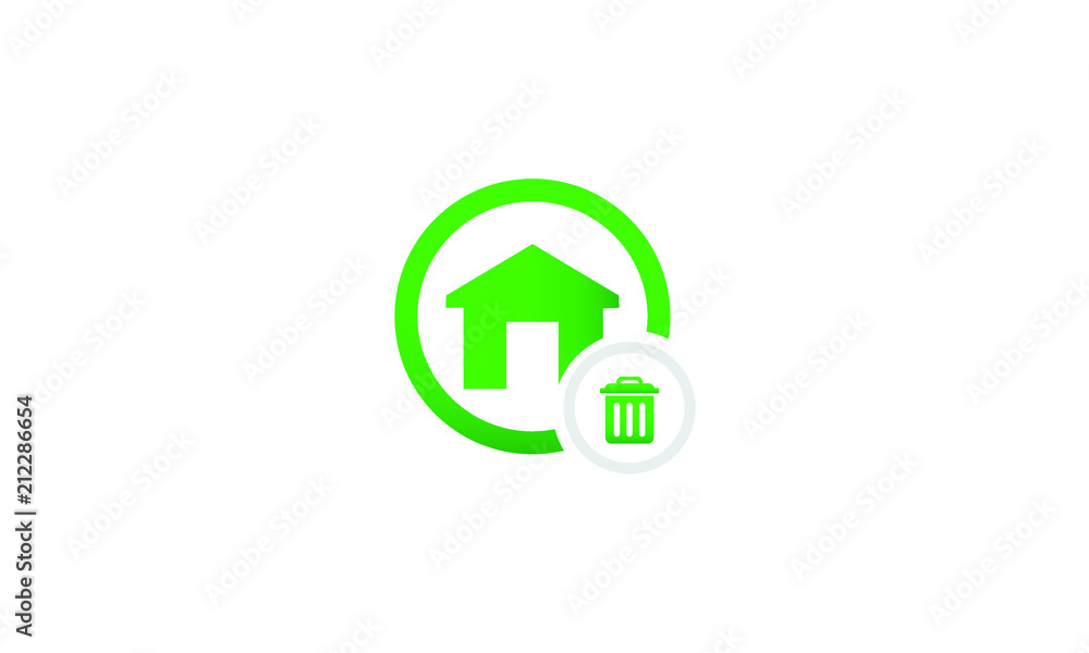home and trash bin vector icon home and trash bin vector icon