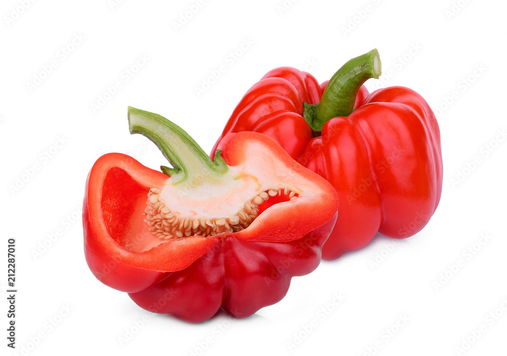 single red bell pepper isolated on white background single red bell pepper isolated on white background