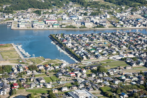 Landscape of a suburb and harbor in Takamatsu city,Kagawa,Shikoku,Japan