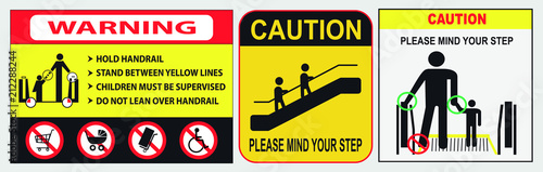 set of escalator or elevator sign. easy to modify