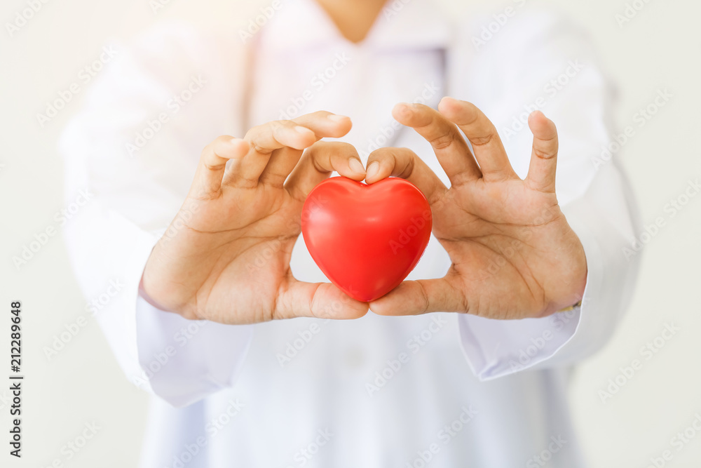 hand holding small bright red heart Love, marriage, engagement, Valentine's day concept hand holding small bright red heart Love, marriage, engagement, Valentine's day concept