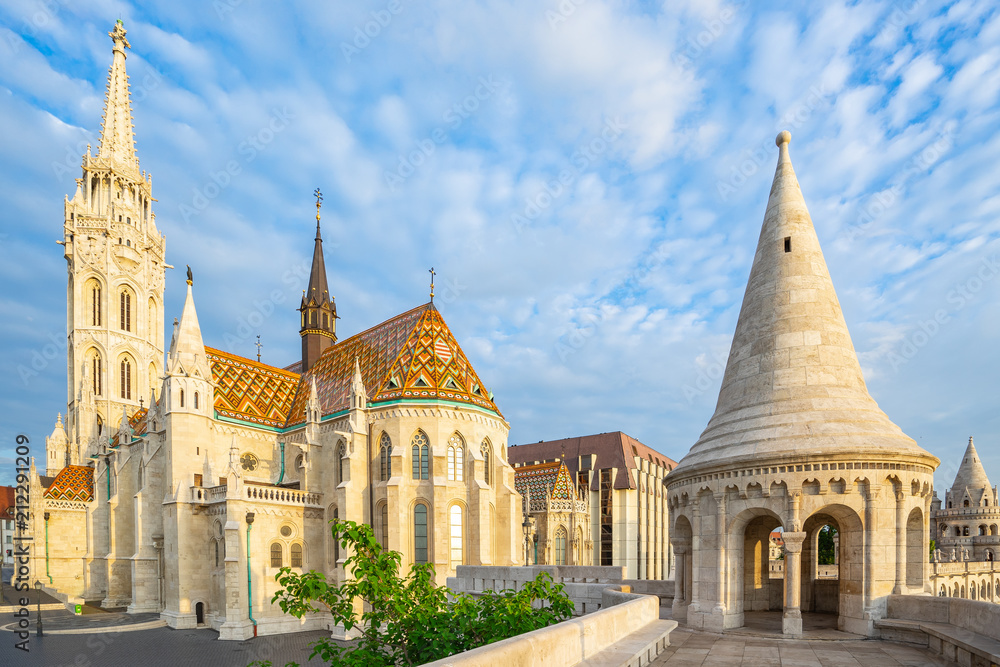 Matthias Church and tower of Fisherman's Bastion in Budapest, Hungary