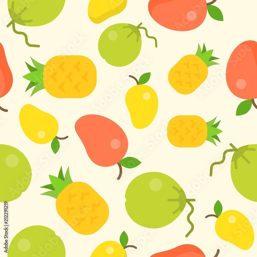 tropical fruit seamless pattern  coconut  pineapple  mango for use as wallpaper and background