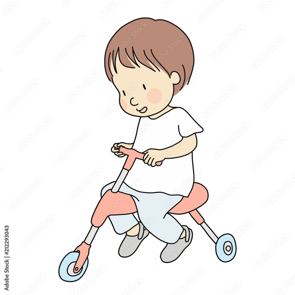 Vector illustration of little toddler riding a tricycle. Early childhood  development activity, education, leaning, child playing - bike, bicycle  concept. Cartoon character drawing. Isolated on white. Stock Vector | Adobe  Stock