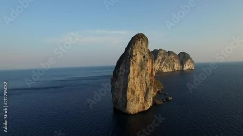 Stunning Aerial Shot Of Maya Bay, Koh Phi Phi, Thailand photo