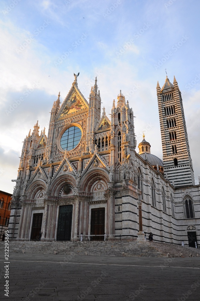 Sunset view of Duomo Di Siena Cathedral in Siena, Tuscany, Italy