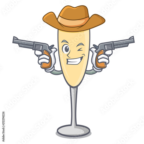 Cowboy champagne character cartoon style
