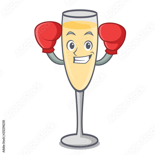 Boxing champagne character cartoon style