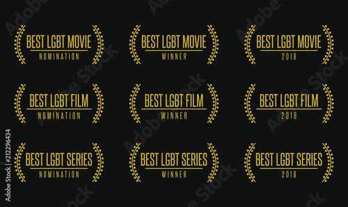 Best lgbt movie film series nomiation award. Laurel vector logo icon set